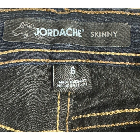 Jordache Skinny Jeans Womens 6 Dark Blue Denim Stretch Measures 28 x 30 - Picture 3 of 8